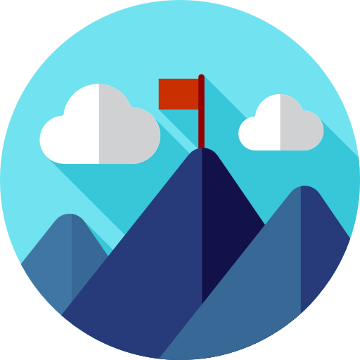 icon of mountains and a flag on top of the highest mountain
